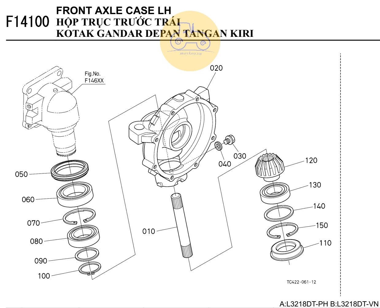 Hộp trục bánh xe trước trái